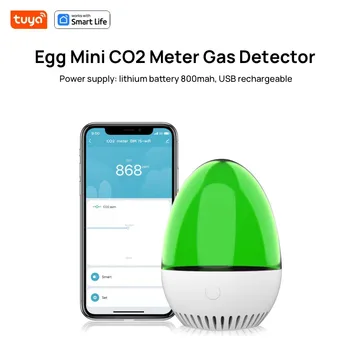 Детектор на CO2 за яйца TuyaSmart Home Wifi Mini Egg: Приложение За мониторинг на Качеството на въздуха В помещението Уведоми за Откриване на CO2 чрез USB за Домашния Офис