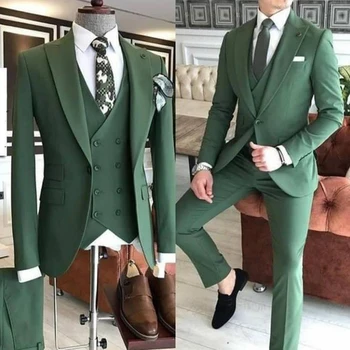 Сиви мъжки костюми за младоженеца-3 предмет в комплект, 2024, Направен по поръчка на една пуговице, Оборудвана Разгара на ревера, Terno Masculino, 3 предмет в пакет (яке + панталон + елек).