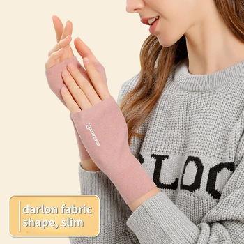 Дамски студентски ръкавици darlon за зимна употреба на открито, които предпазват от топлина и студ, тънки, на половин пръст, с докосване на екрана