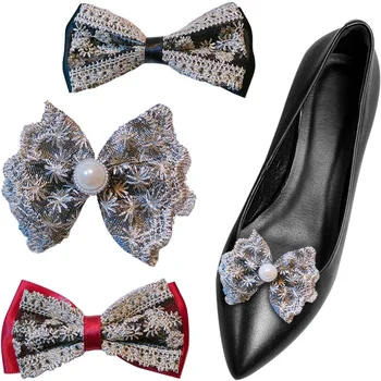 Модни щипки за обувки свързани с лък, преносимо украса за обувки, Аксесоари за обувки с бантиком, дамски обувки-лодки, шапка върху плоска подметка, интериор със собствените си ръце, 2 бр.