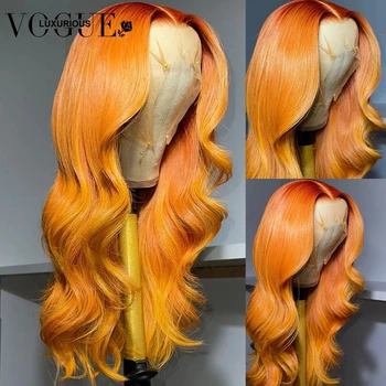 4x4 Омбре Оранжев цвят, Свободна Обемна Вълнообразни закопчалки, Перуки, Бесклеевой Перука, естествена коса, готови за чорап, Бразилски естествена коса, 13x4 дантела отпред
