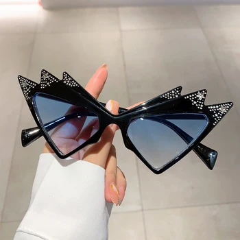 Нови триъгълни дамски слънчеви очила с кристали, вечерни модни слънчеви очила с градиентными пеперуди, луксозен марка, дизайнерски слънчеви очила