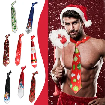 Мъжките вратовръзки са Леки, Тънки Коледни вратовръзки за мъжете Детски графичен вратовръзка Празнична парти Дядо Коледа Коледна елха Снежинка, Снежен човек