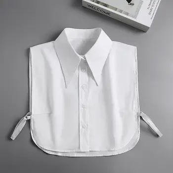 Бял изкуствен яка на ризата с острия деколте, секси памучни палто, блуза с къс изкуствен яка за рокли, Декоративен яка на пуловера.