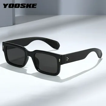 YOOSKE Реколта Правоъгълни Слънчеви очила За жени, мъже, INS, Популярни Модни Квадратни Слънчеви очила в ретро стил, Луксозни Маркови и Дизайнерски очила с UV400