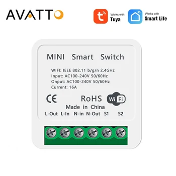 AVATTO Sasha WiFi Mini Smart Switch 16A Модул 2-Полосного Управление на Приспособления За Smart home САМ Ключове Подкрепа Smart Life Алекса Google Home