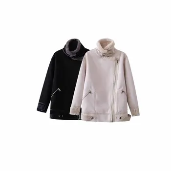 Дамска зимна мода 2023 г., Многоцветен Дебел топъл кожа Заек джоб, Дълга парк в Ретро стил с дълги ръкави, дамско палто, Ефектен Топ.