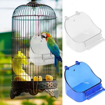 Баня за птици в клетка, кутия за къпане на домашни птици с двойни куки, ваната за къпане на папагал, аксесоар за клетка за клетки, вана за къпане за малки птици