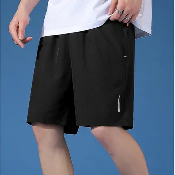 Мъжки спортни къси панталони Ice Silk Летни бързо съхнещи Свободни баскетболни панталони Индивидуални Модни плажни панталони Плюс Размер на шорти с цип