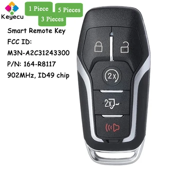 KEYECU Интелигентен ключ дистанционно управление с 5 бутона 902 Mhz 49 чипове за Ford F-150 F-250 2015 2016 2017 Ключодържател M3N-A2C31243300 164-R8117
