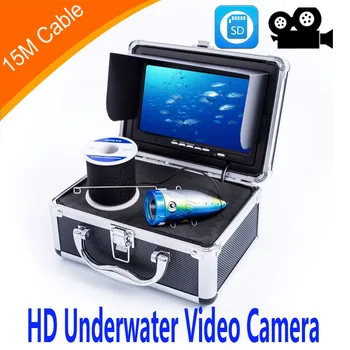 Fishfinder 15 м 1000TVL HD Водоустойчив 7-инчов комплект камера за подводен риболов с функция за видео запис