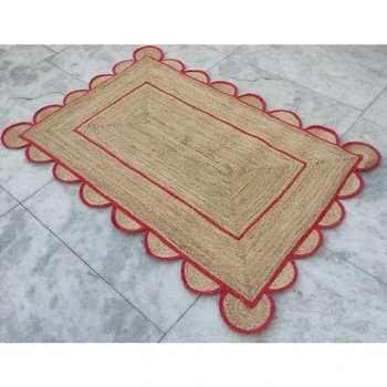 Печен килим от естествени юта, сплетен килим в селски стил, модерен вид изтривалки