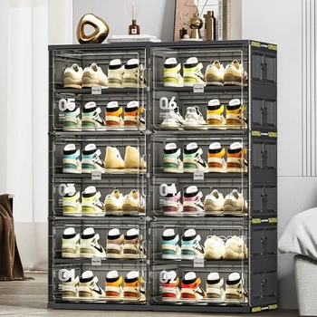 Сгъваема Кутия за съхранение, без да инсталирате, Прозрачен Шкаф За обувки, шкаф За съхранение на Всички Всячины, Органайзер за съхранение на обувки.
