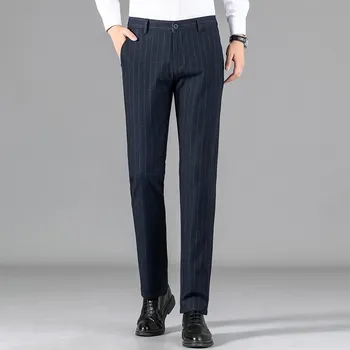 Тънки прави панталони за бизнес костюм, мъжки модни дизайнерски есенно-зимни Елегантни ежедневни Дълги Официални панталони, мъжки панталони