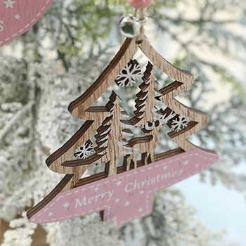 Коледна украса Висулка Дървени занаяти, изработени от куха дървесина Украса на Коледна Елха Маса Врата И Прозорец Висулка Нова