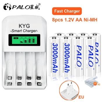 PALO 4-20pcs 100% Оригинал 1.2 NI-MH AA Батерия AA Акумулаторни Батерии 2A Батерия с 4 Слота за Зарядно Устройство