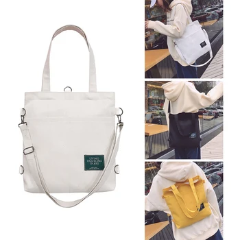 Дамски чанта през рамо с голям капацитет, холщовая чанта, сгъваема раница, за многократна употреба чанти, Пазарски чанти, училищна чанта за студенти