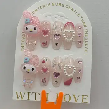 Режийни ноктите MINISO Лепенки за нокти арт My Melody Hello Kitty y2k Spice Girl Нийл арт, ръчно изработени Светотерапия Подвижни лепенки