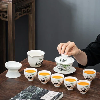 Пълен набор от сервиза за хола Yingqing, комплект чаши с капак, домакински чай, комплект чаши за хол