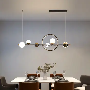 Скандинавски Модерен Минималистичен Led окачен лампа с дълга ивица Creative Magic Bean Хол Ресторант Бар Висящи лампи Желязо Art