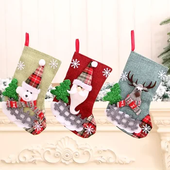 Нов бельо коледен отглеждане среден размер, коледна украса, Дядо Коледа, Коледни чорапи, подарък пакет