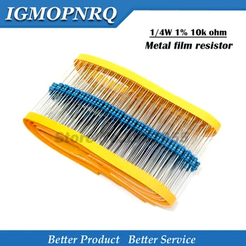100шт 10K 1/4 W 10k Метален филмът резистор 1% 1/4 метален филм 0,25 W