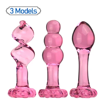3 стил розова стъклен аналната тапи за жени, кристални анални тапи, вибратор с цветя на ануса, мастурбацията е за възрастни, секс-играчки за гей