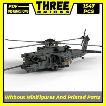 Модел на военен хеликоптер, строителни тухли Moc MH-60L, Технология на Black Hawk, модулни блокове, Подаръци, Коледни играчки, комплекти за DIY, монтаж