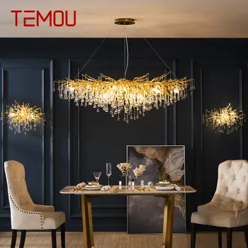 Кристален полилей TEMOU, луксозен led окачен лампа, Креативен интериор за дневната, трапезарията